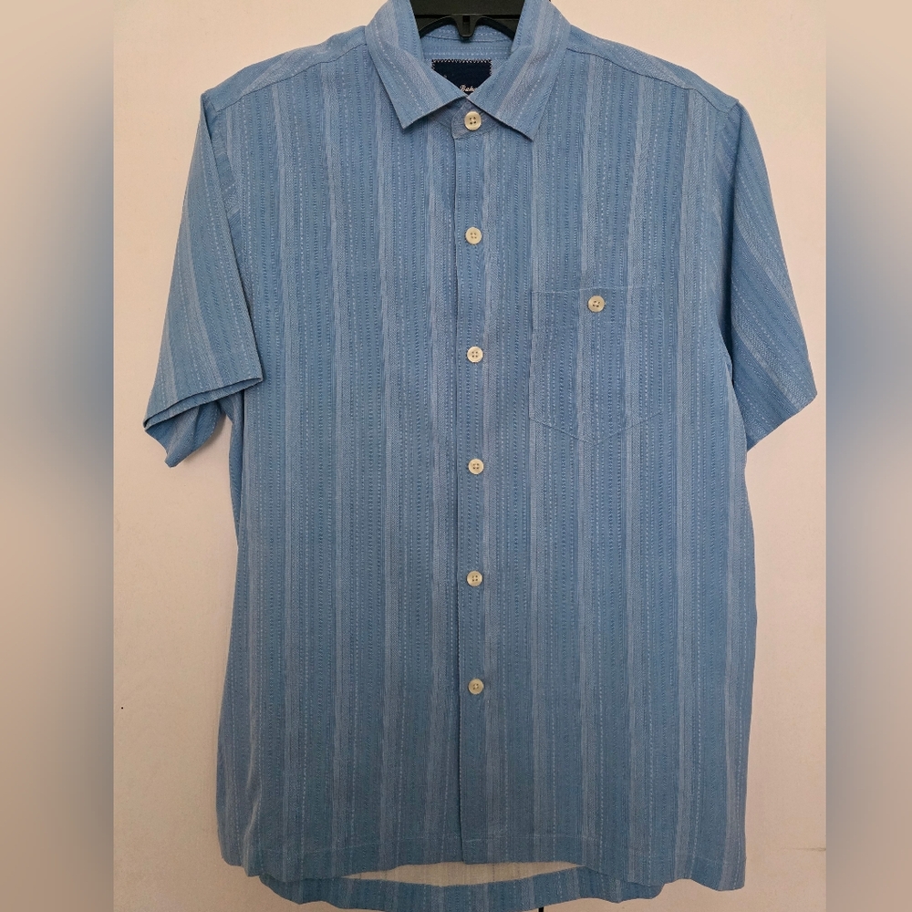 Tommy Bahama Blue 100% Silk Casual Button Down Shirt NWOT